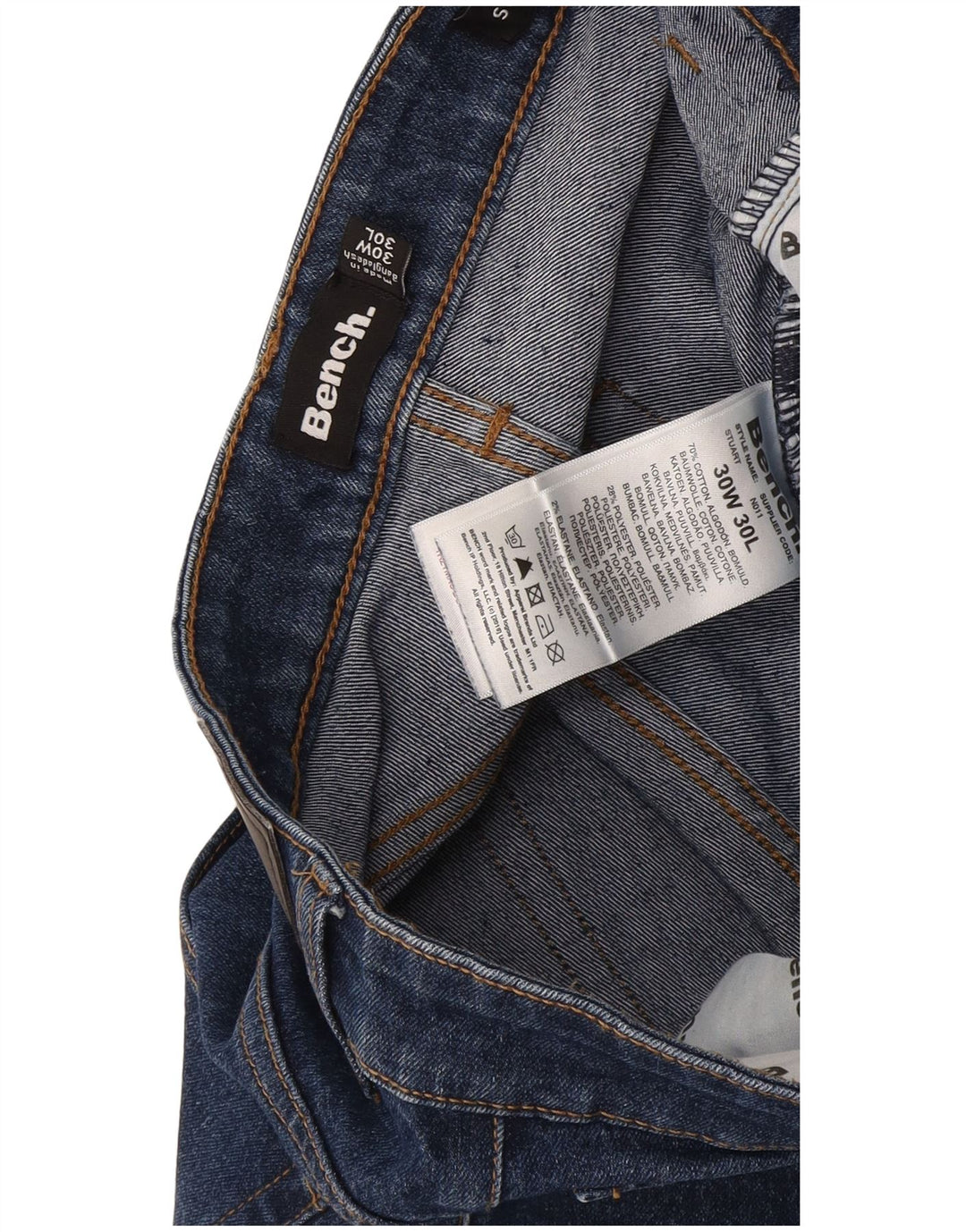 Bench Herren Straight Jeans W30 L30 Marineblau Baumwolle