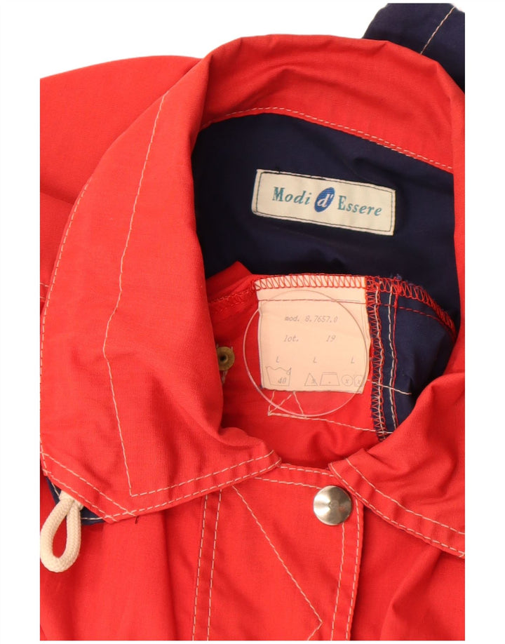 Vintage Damen Utility-Jacke UK 16 Großes rotes Farbblock-Polyester