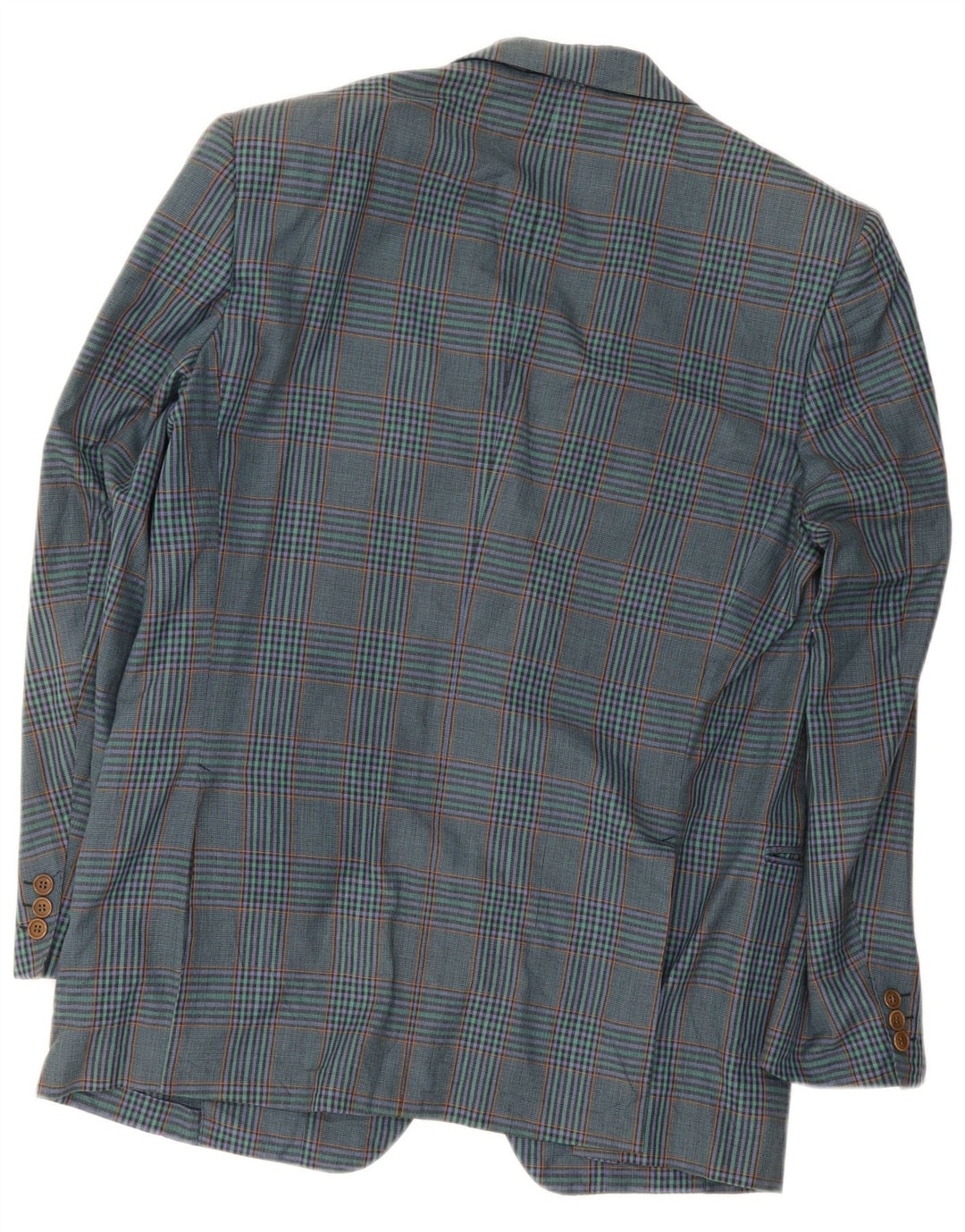 Vintage Herren 2-Knopf-Blazerjacke IT 52 Große marineblaue karierte Baumwolle