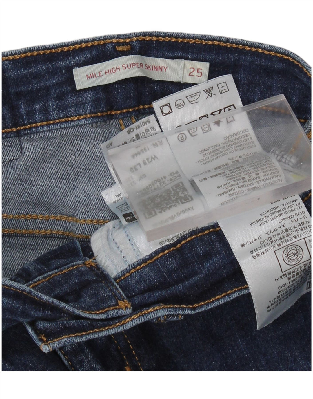 LEVI'S Damen Mile High Super Skinny Jeans W25 L30 Blaue Baumwolle