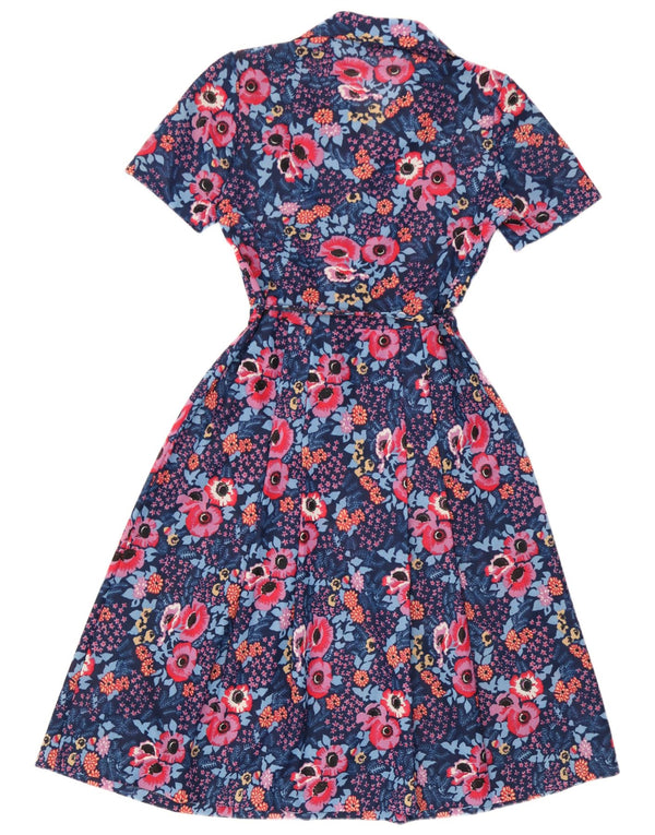 Vintage Damen A-Linie Kleid UK 10 Small Blue Floral