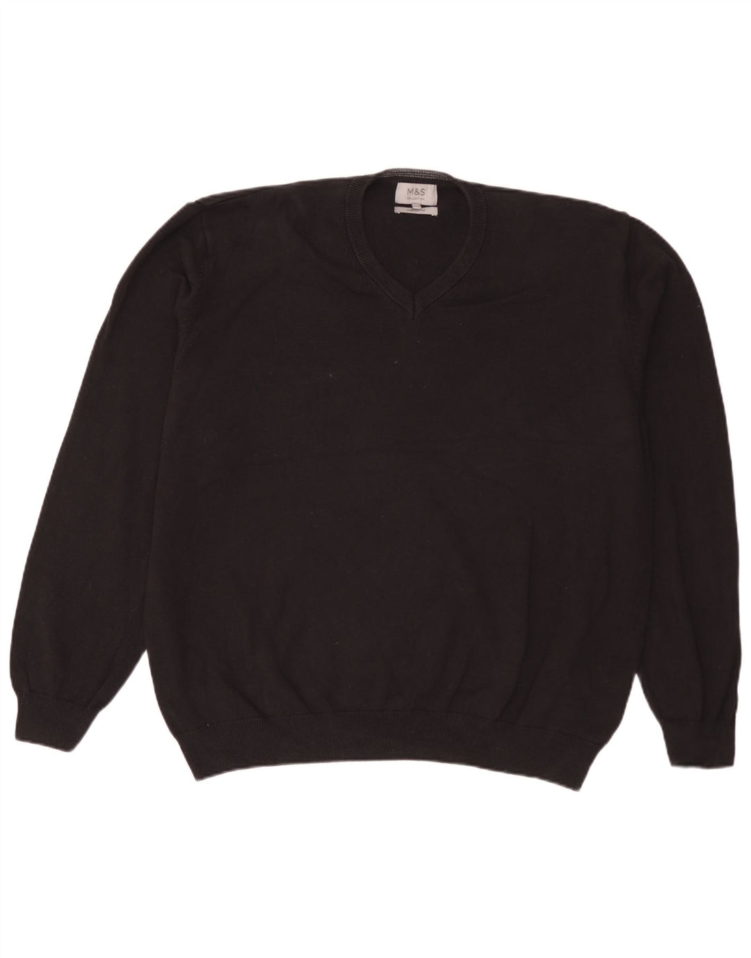 Marks & Spencer Herren-Pullover mit V-Ausschnitt, 3XL, schwarze Baumwolle
