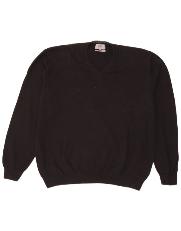 Marks & Spencer Herren-Pullover mit V-Ausschnitt, 3XL, schwarze Baumwolle