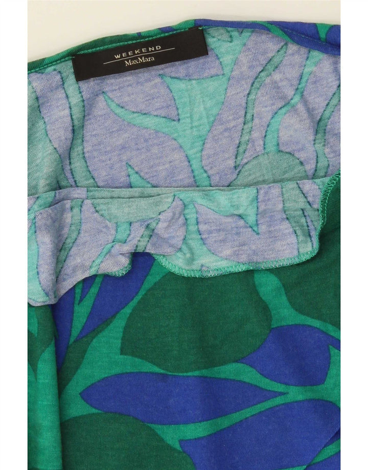 Max Mara Damen Wochenend-Blusenoberteil UK 12 Mittelblaues Blumenmuster