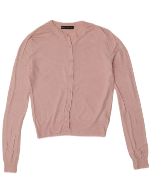 Marks & Spencer Damen Strickjacke Pullover UK 6 XS Rosa Viskose
