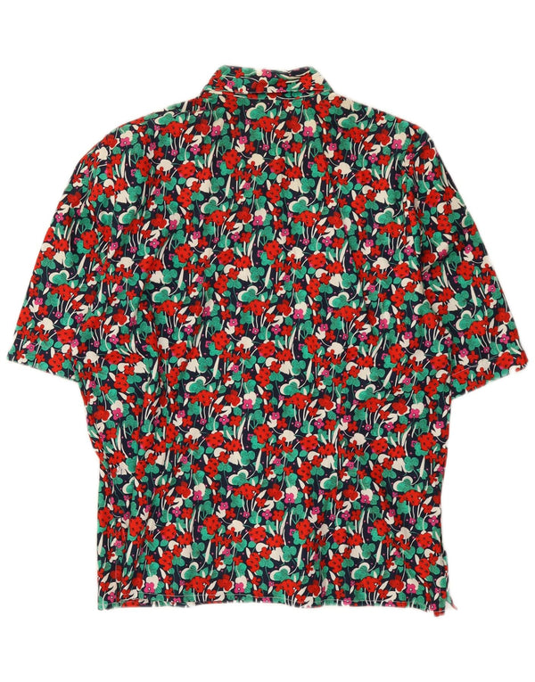 Vintage Damen Kurzarm-Hemdbluse EU 38 Medium Mehrfarbig geblümt