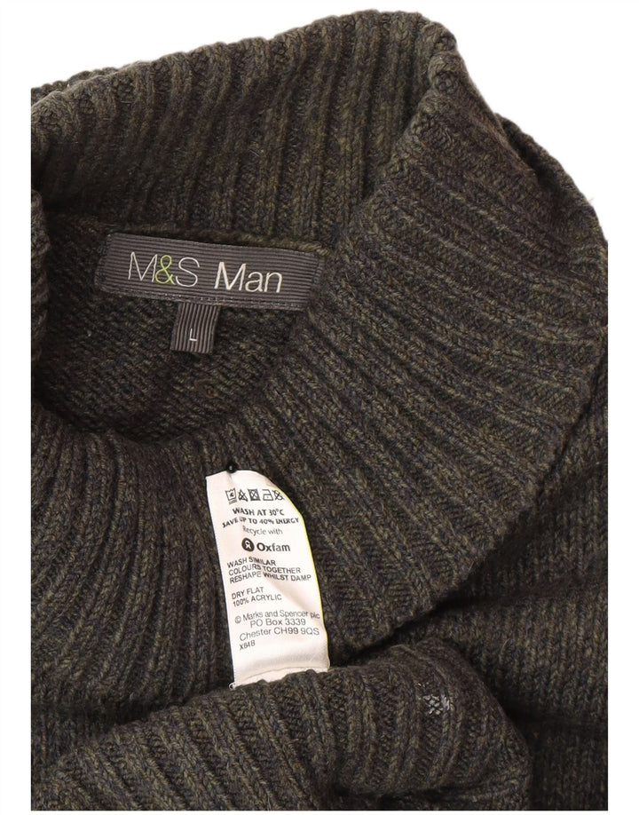 Marks & Spencer Rollkragenpullover für Herren, groß, Acryl, Grün