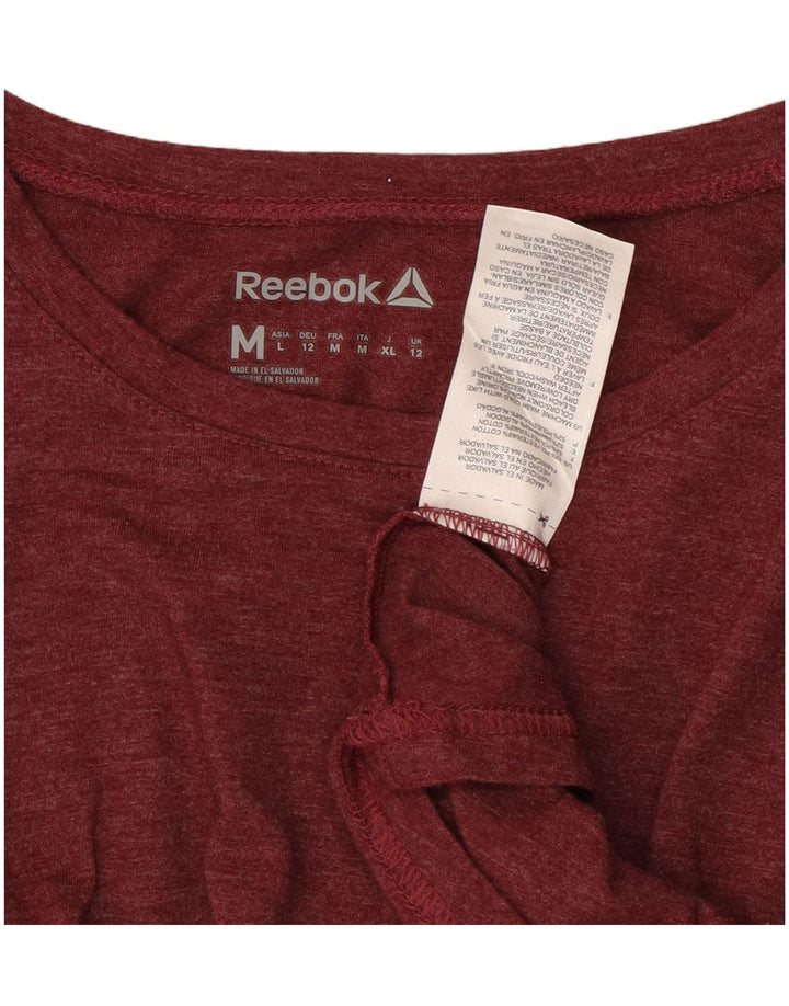Reebok Damen Top Langarm UK 12 Medium Burgundy Meliert Polyester