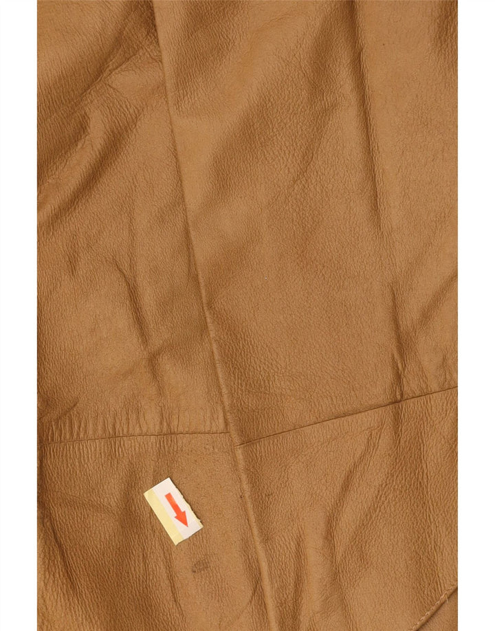 VINTAGE Damen Lederrock mit hoher Taille IT 42 Medium W26 Braun
