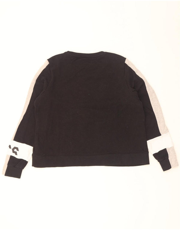 Oasis Damen Grafik-Sweatshirt-Pullover UK 18 XL Schwarze Colourblock-Baumwolle
