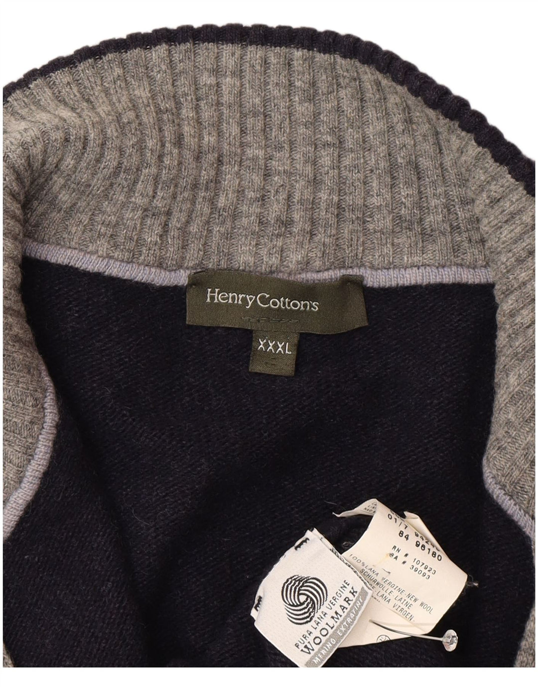 Henry Cottons Herren Strickjacke 3XL Marineblaue Wolle