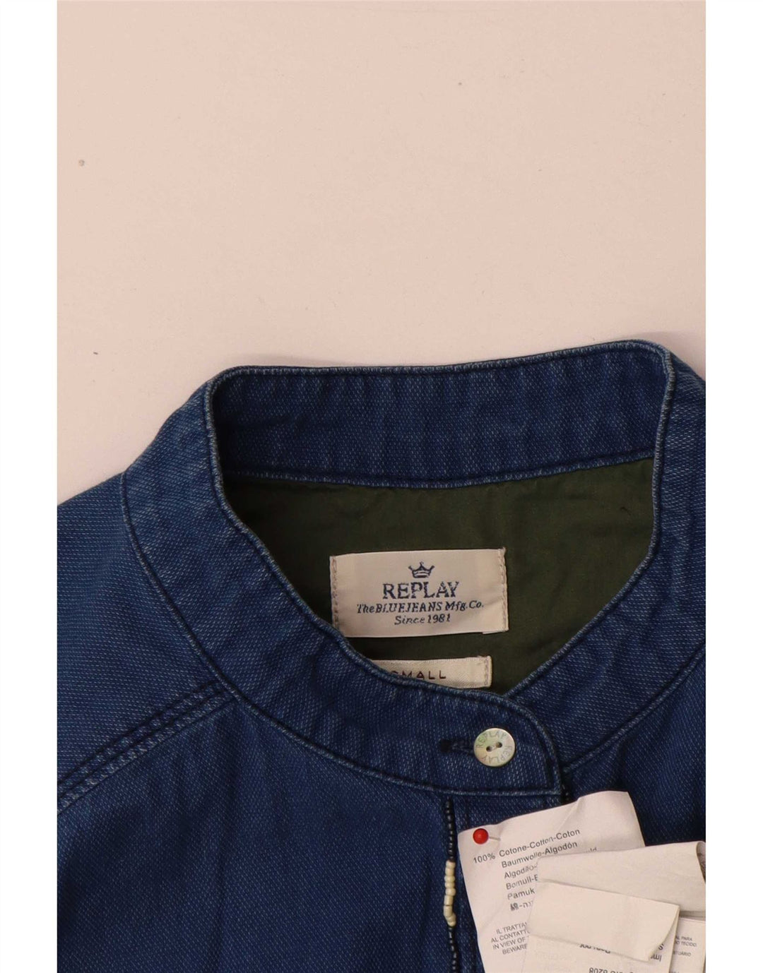 Replay Damen-Hemd UK 10 Small aus blauer Baumwolle