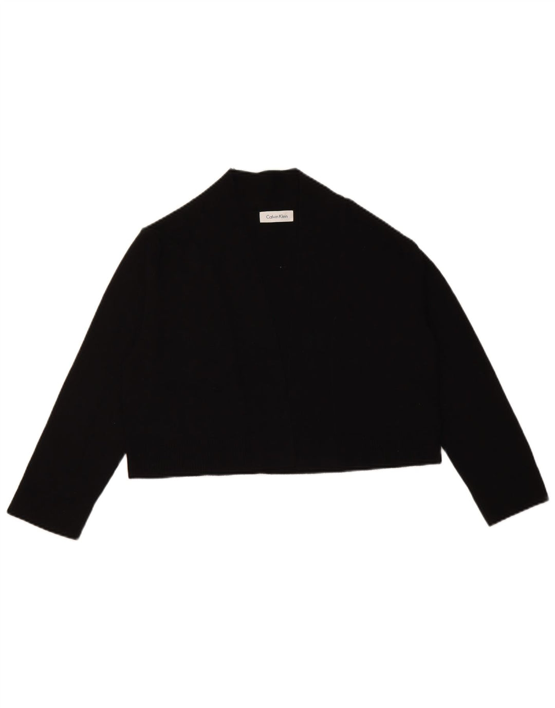Calvin Klein Damen Crop Top Langarm UK 12 Medium Schwarz