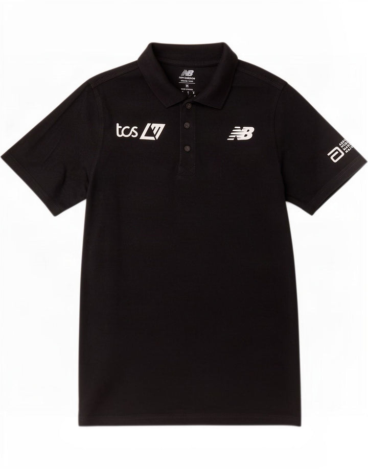 New Balance Herren-Poloshirt mit Grafik, mittelschwarze Baumwolle