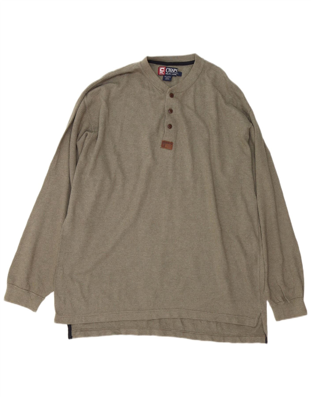 Chaps Ralph Lauren Herren-Top, langärmelig, groß, Khaki, Baumwolle