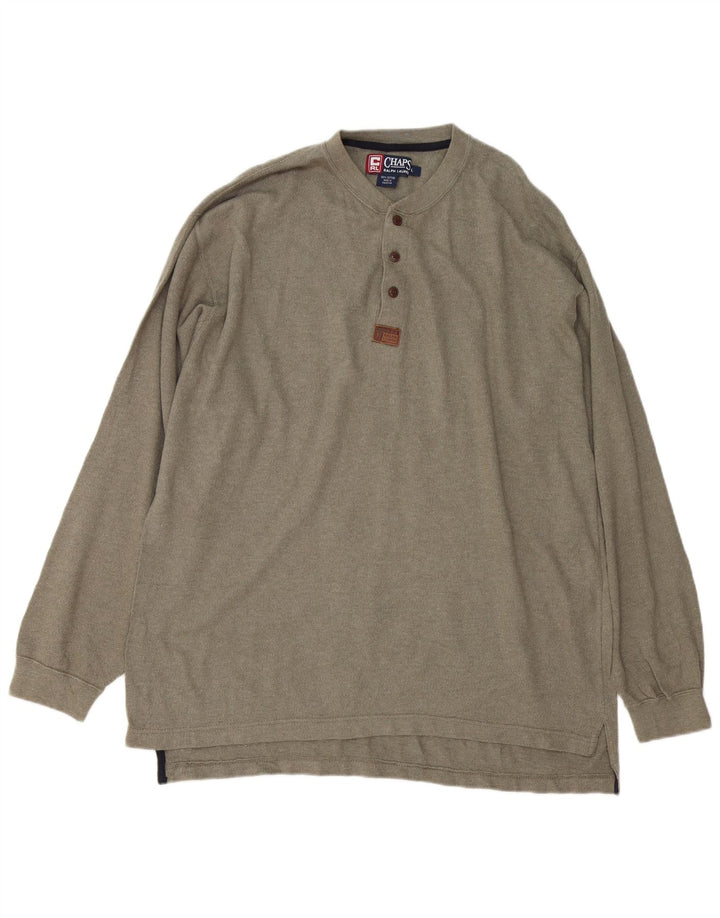 Chaps Ralph Lauren Herren-Top, langärmelig, groß, Khaki, Baumwolle