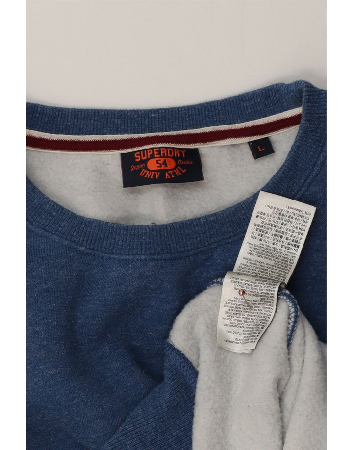 Superdry Herren-Sweatshirt-Pullover, große, blau gefleckte Baumwolle