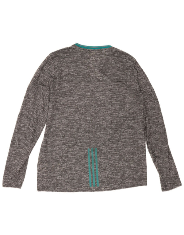 Adidas Herren Climalite Top Langarm Großes grau meliertes Polyester
