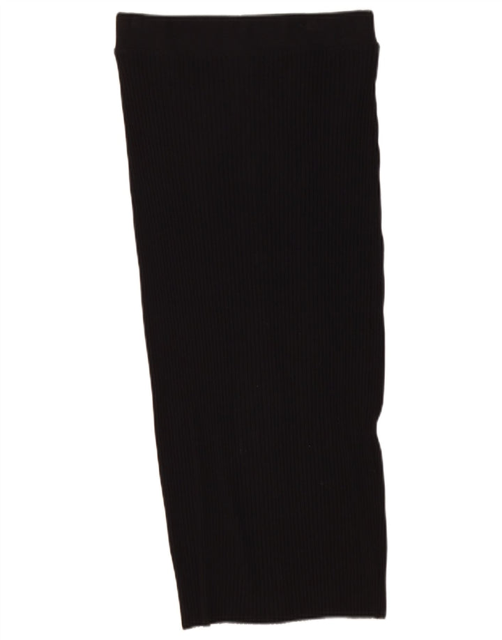 Zara Damen Midirock mit hoher Taille, Größe L, W30, Schwarz
