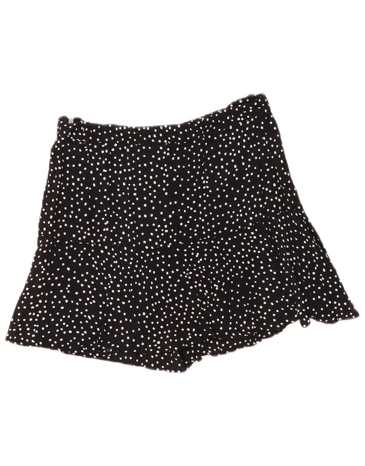 Zara Damen Skort UK 14 Mittelschwarz gefleckte Viskose