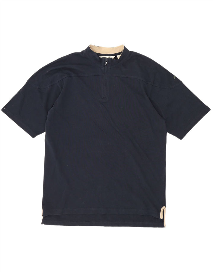 Orvis Herren T-Shirt-Oberteil mit 1/4-Reißverschluss, mittelmarineblaue Baumwolle