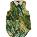 MOSSIMO Womens Abstract Pattern Sleeveless Shirt Blouse UK 10 Small Green Vintage Mossimo and Second-Hand Mossimo from Messina Hembry 