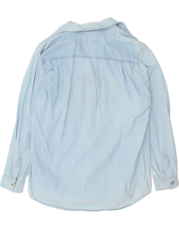 TRUSSARDI Womens Longline Oversized Shirt UK 10 Small Blue Cotton Vintage Trussardi and Second-Hand Trussardi from Messina Hembry 