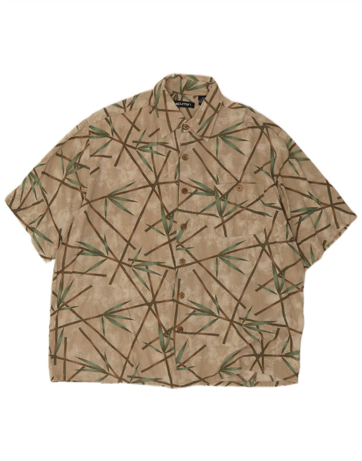 Puritan Herren-Hemd mit abstraktem Muster, kurzärmelig, Größe 42/44, Größe L, Beige
