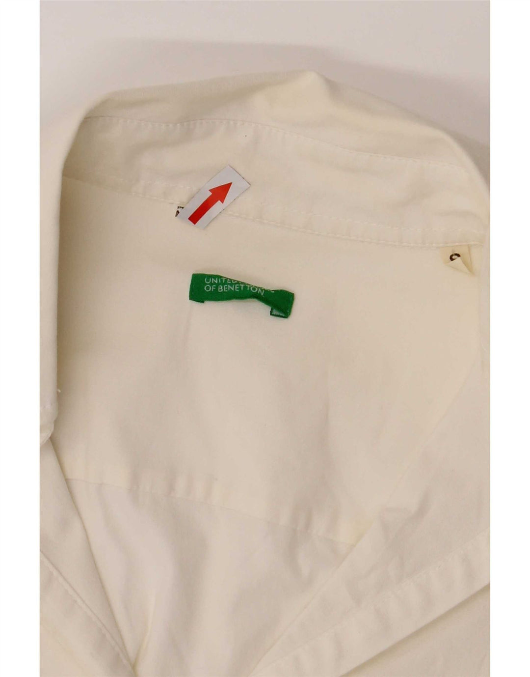 Benetton Damen-Pullover-Hemd, UK 10, Größe S, weiße Baumwolle