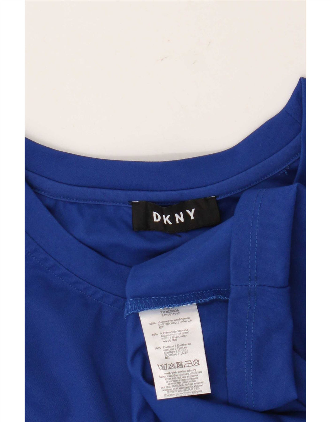 Dkny Womens Graphic Langarm-Tunika-Oberteil UK 14 Mittelblaue Viskose