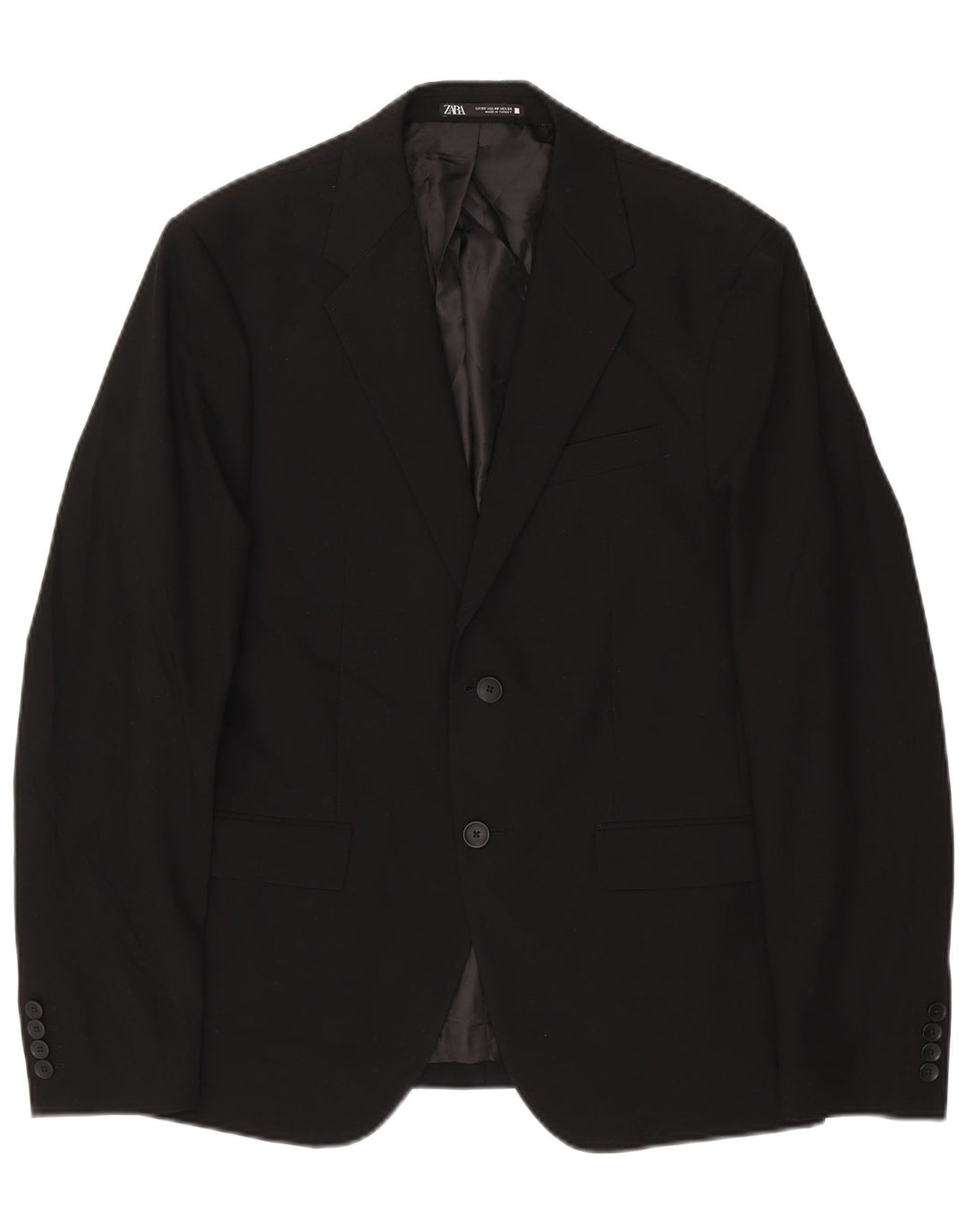 Zara Herren 2-Knopf-Blazerjacke EU 50 Mittelschwarz