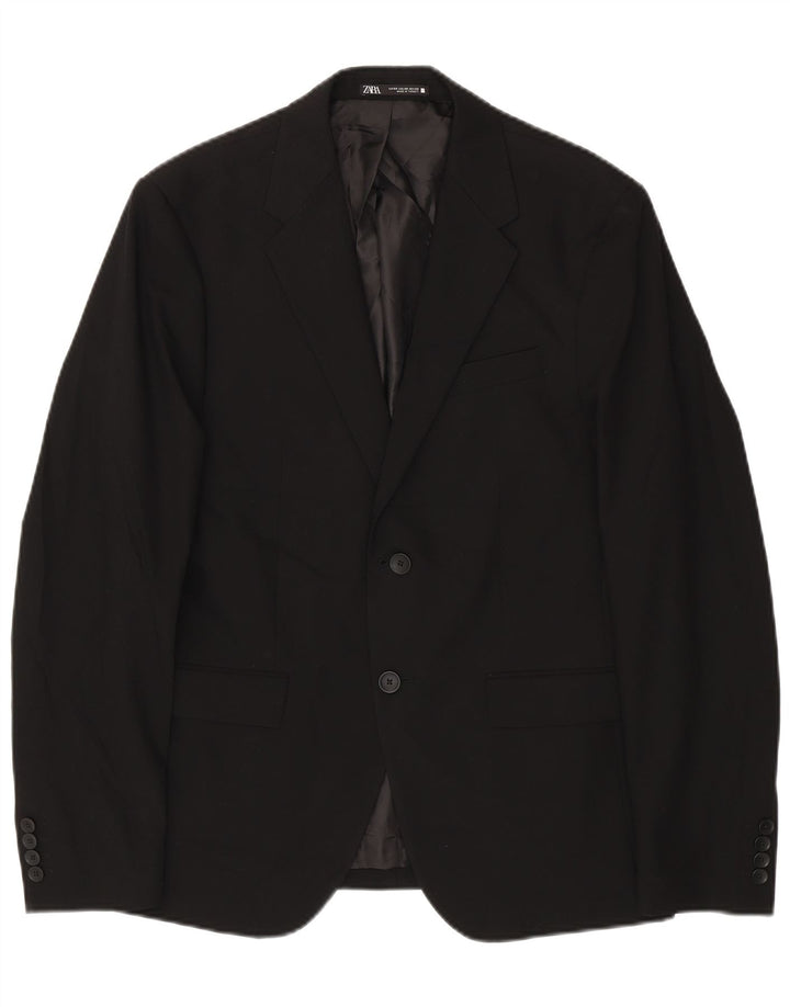 Zara Herren 2-Knopf-Blazerjacke EU 50 Mittelschwarz