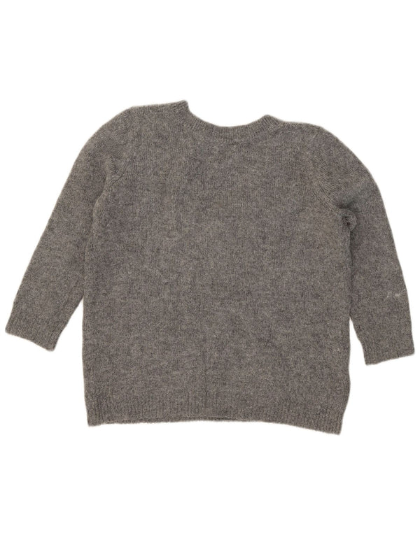 Zara Damen Pullover mit grafischem V-Ausschnitt, Gr. 10, Größe S, Grau