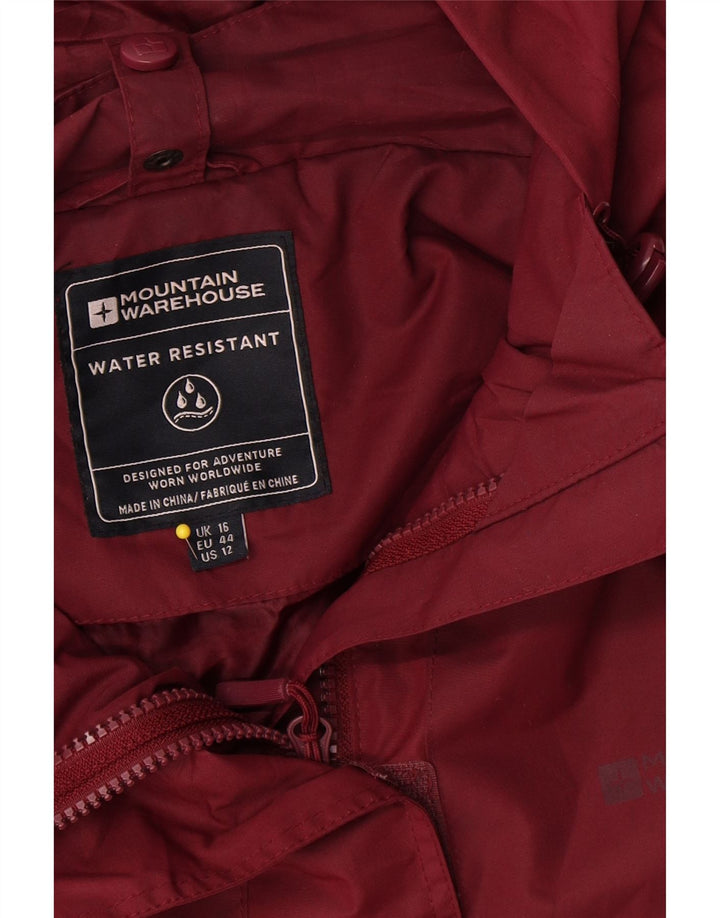 Mountain Warehouse Damen-Regenjacke mit Kapuze, UK 16, Größe L, Burgunderrot, Polyester