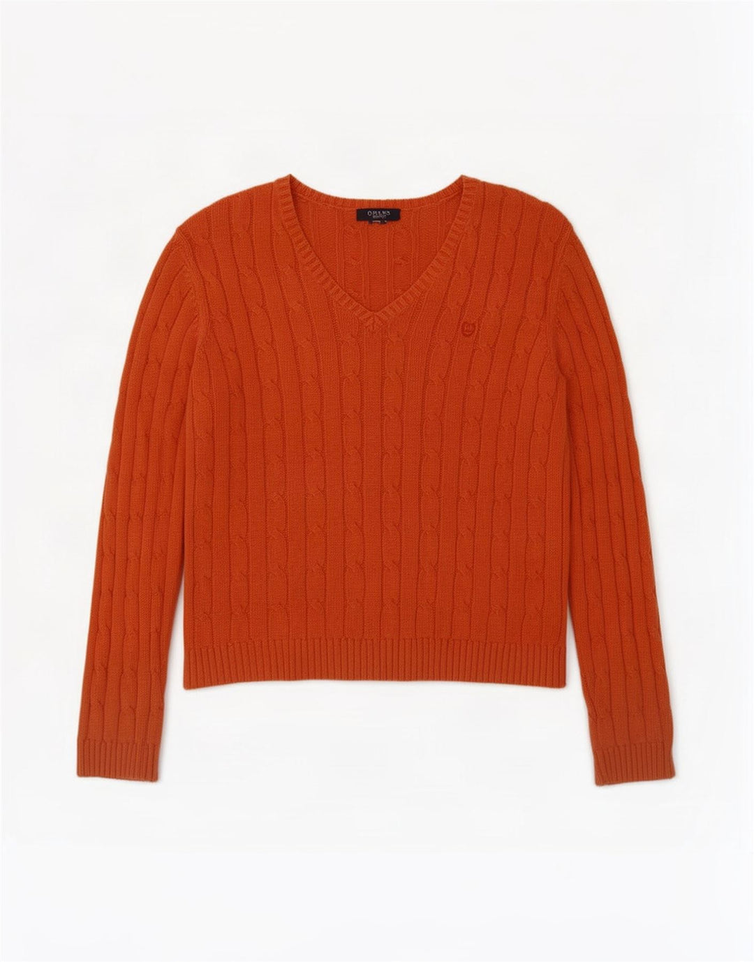 Chaps Damen-Pullover mit V-Ausschnitt, Gr. 14, Orange