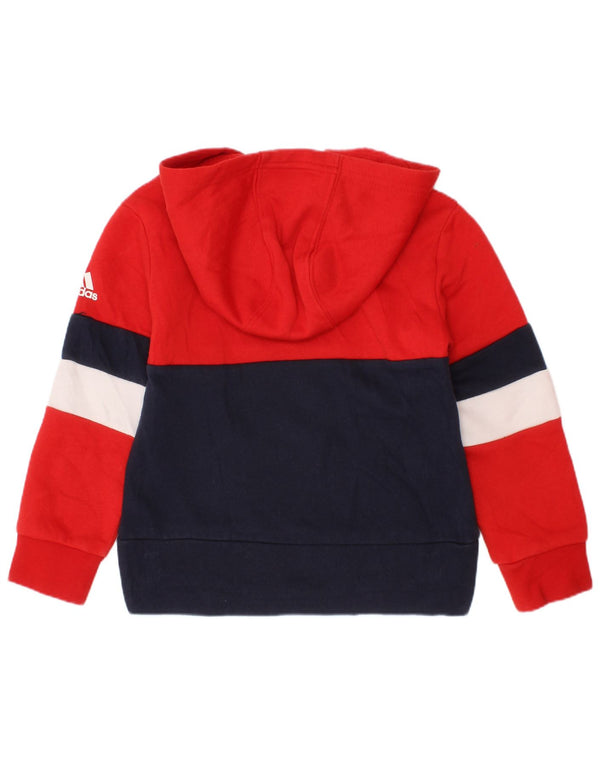 Adidas Jungen Kapuzenpullover mit Grafik, 3–4 Jahre, rote Farbblock-Baumwolle