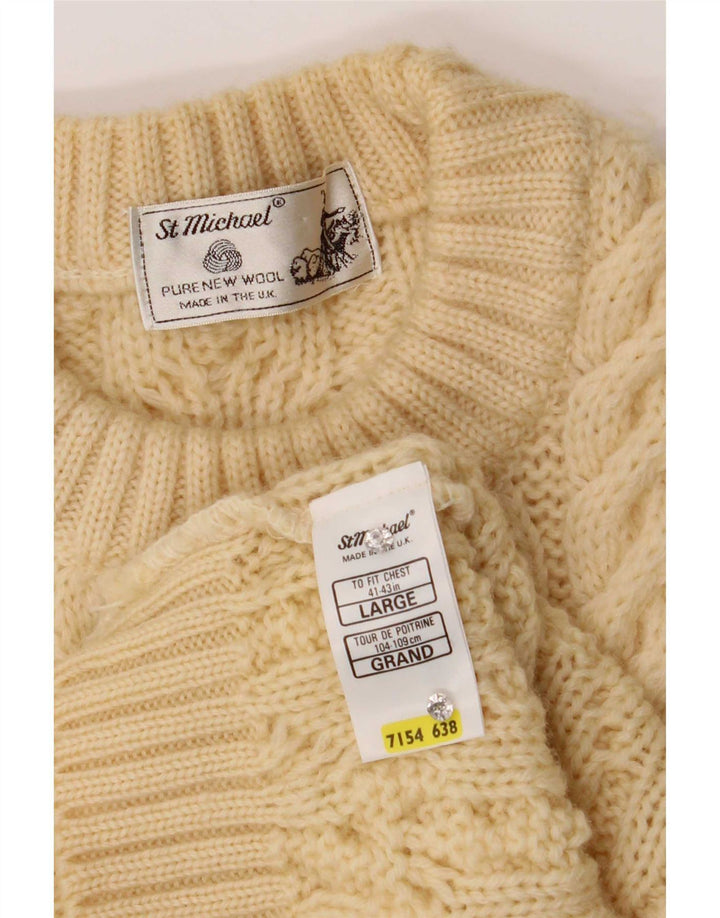 St Michael Herren-Pullover mit Rundhalsausschnitt, große gelbe Wolle