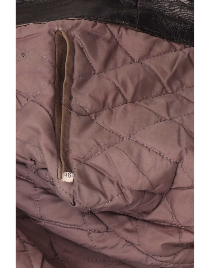 Vintage Herren Militärlederjacke IT 46 Small Schwarz