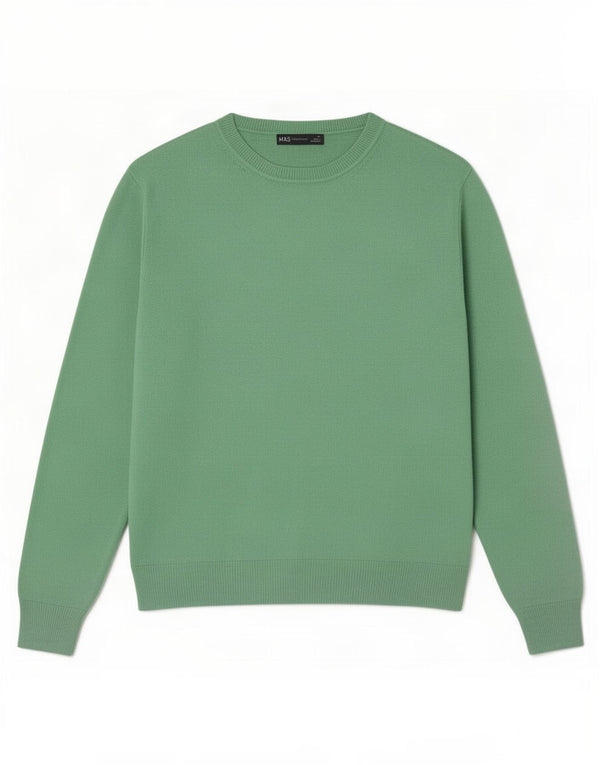 Marks & Spencer Damen-Pullover mit Rundhalsausschnitt, UK 12, Mittelgrün, Acryl