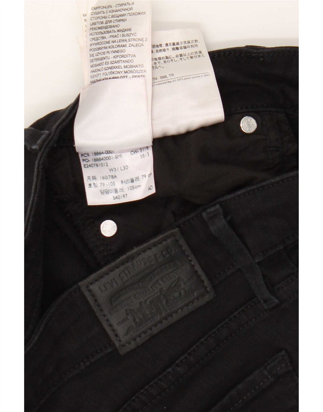 Levi's Damen 712 Slim Jeans W31 L30 Schwarze Baumwolle