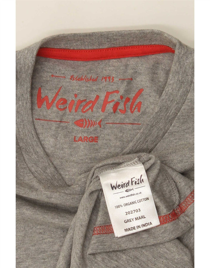 Weird Fish Herren T-Shirt Top Large Grau Baumwolle