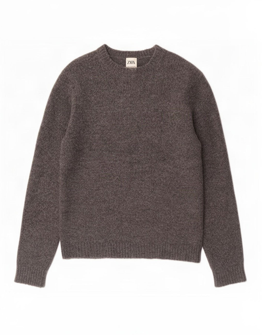 Zara Herren-Pullover mit U-Boot-Ausschnitt, mittelgraues Acryl