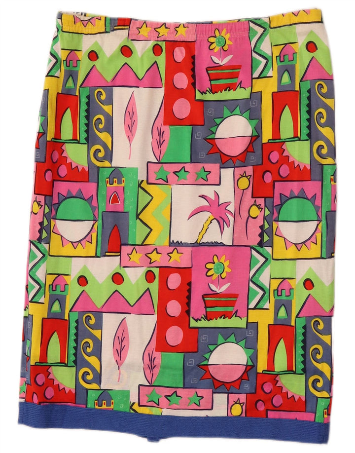 Vintage Damen Gerader Rock W32 Groß Mehrfarbig Geometrisch