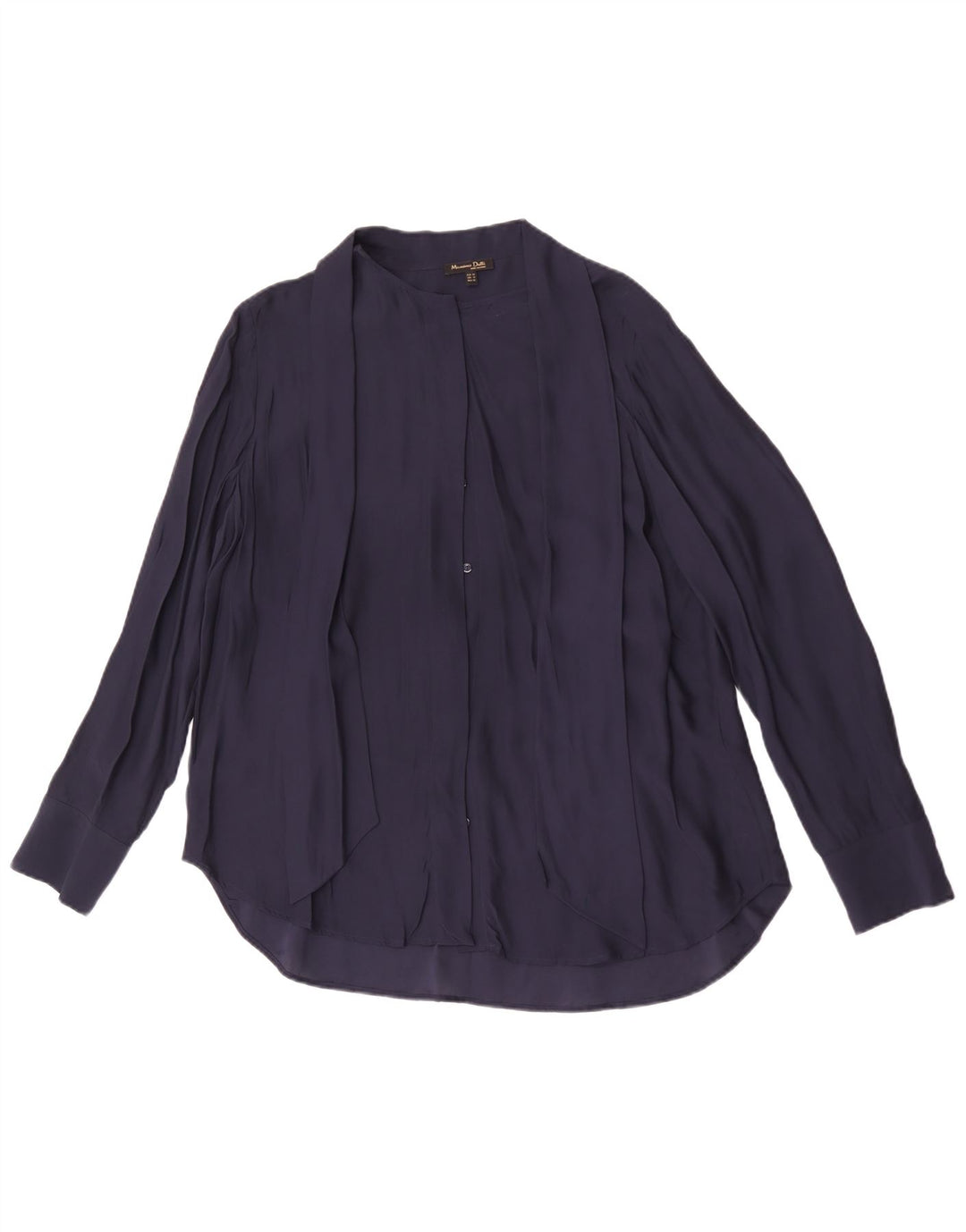 Massimo Dutti Damen-Hemdbluse mit Fliege, EU 42, große marineblaue Viskose
