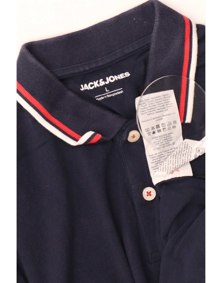 Jack & Jones Herren-Poloshirt, groß, marineblau, Baumwolle