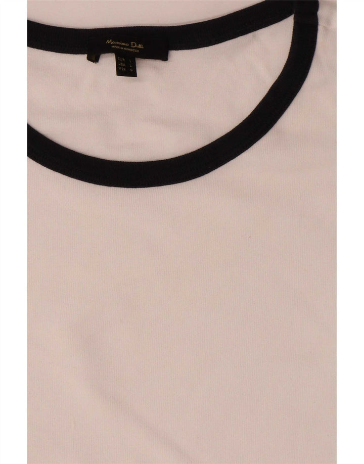 Massimo Dutti Damen T-Shirt Top UK 14 Large Weiß Colourblock