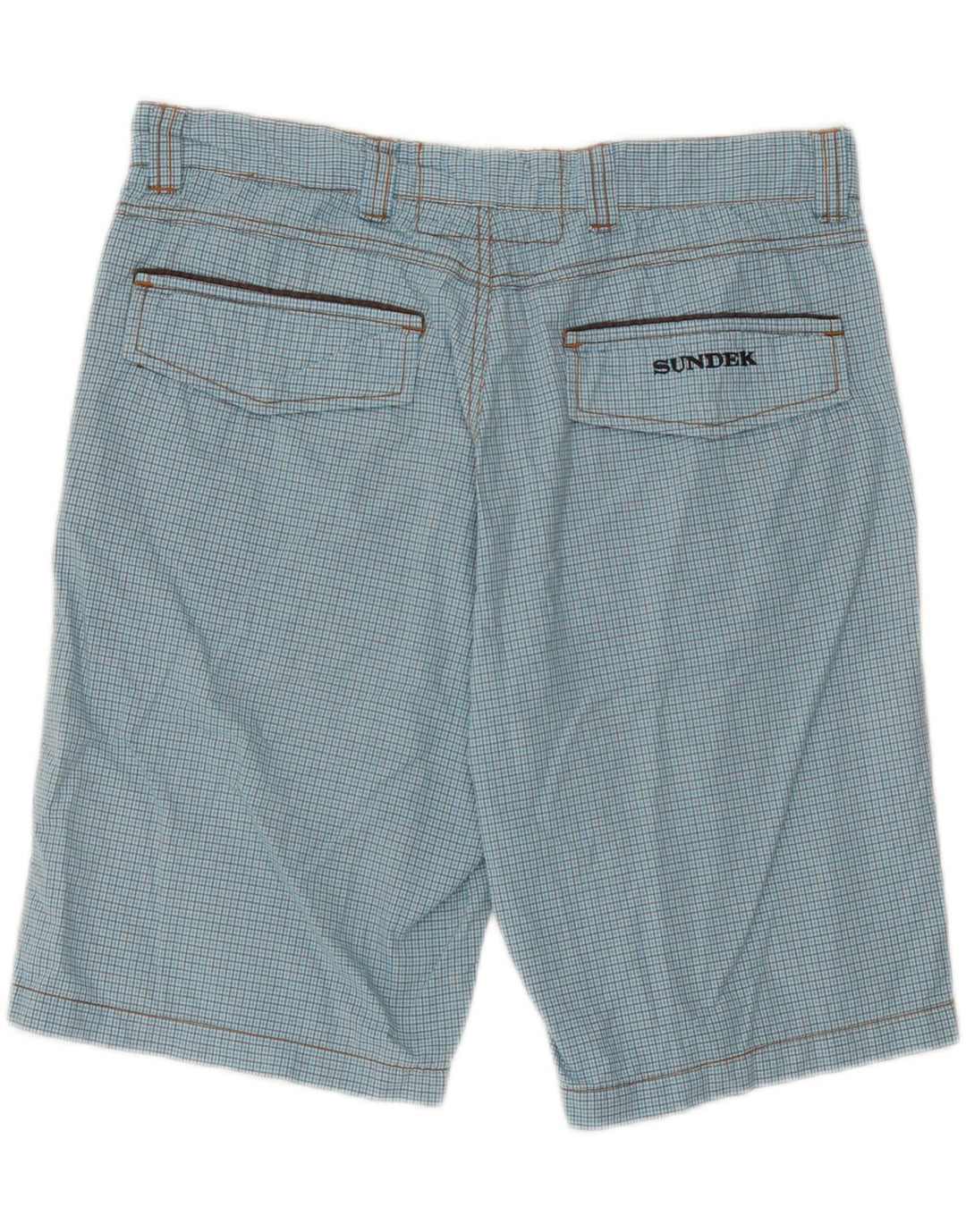 Sundek Herren-Chinoshorts W33, groß, blau kariert, Baumwolle