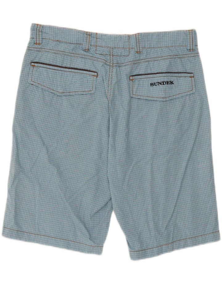 Sundek Herren-Chinoshorts W33, groß, blau kariert, Baumwolle