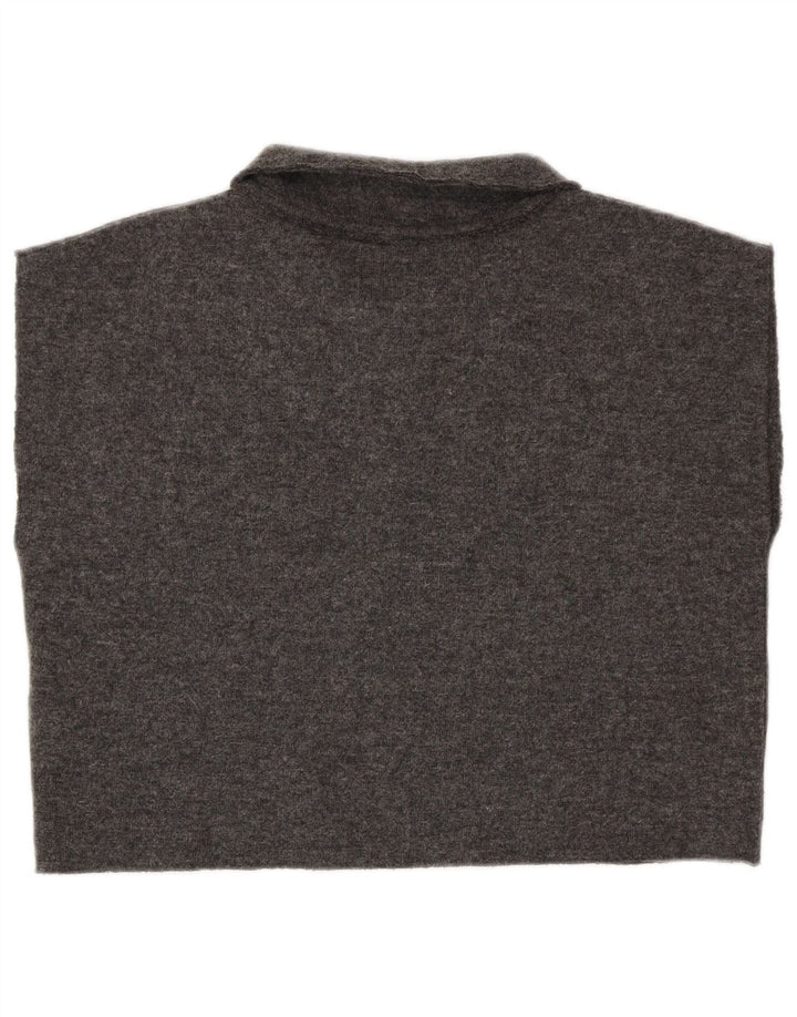 Zara Damen Crop Ärmelloses Poloshirt UK 14 Mittelgraues Polyester