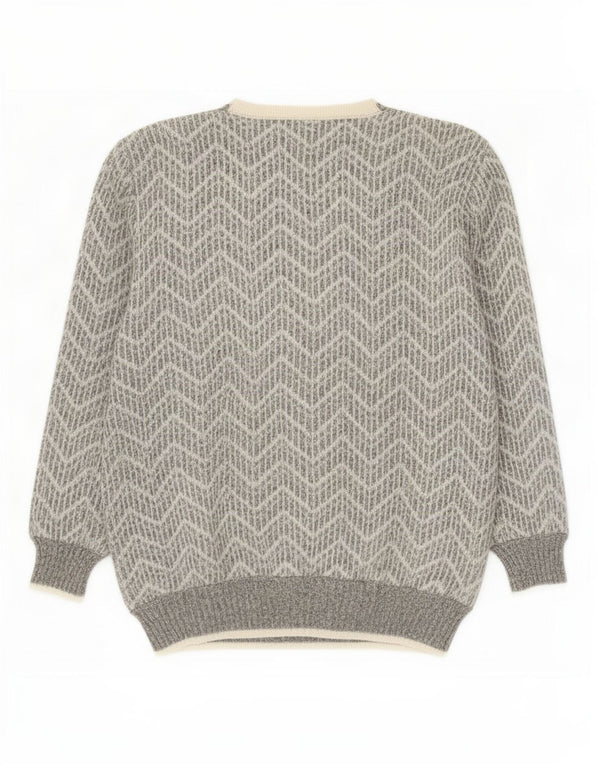 Almira Womens Oversized Cardigan Sweater EU 40 Medium Grey Chevron Wool